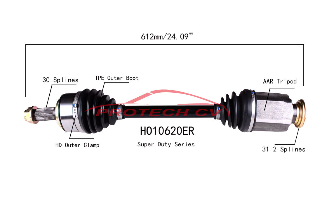 HO10620ER CV Axle Assembly Heavy Duty Clamp TPEE Boot  Cold Forging Grinding Process Technology EXTREME Weather Unit